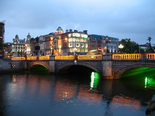 O'Connell Street Bridge at night in Dublin